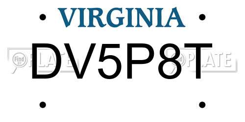 DV5P8T Virginia License Plate