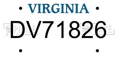 DV71826 Virginia License Plate