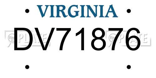 DV71876 Virginia License Plate