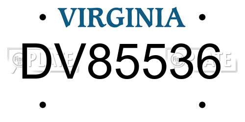 DV85536 Virginia License Plate