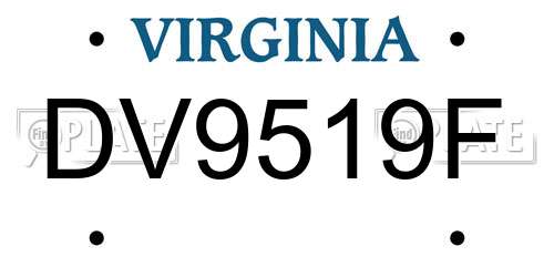 DV9519F Virginia License Plate