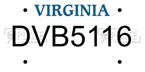 DVB5116 Virginia License Plate