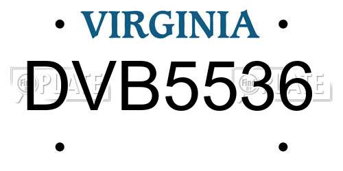 DVB5536 Virginia License Plate