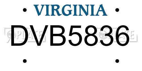 DVB5836 Virginia License Plate
