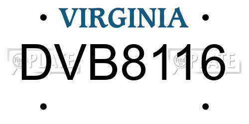 DVB8116 Virginia License Plate