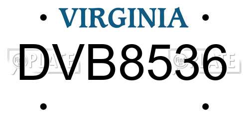 DVB8536 Virginia License Plate