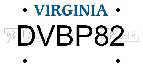 DVBP82 Virginia License Plate