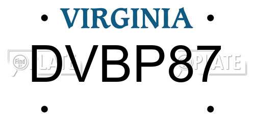 DVBP87 Virginia License Plate
