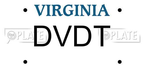 DVDT Virginia License Plate