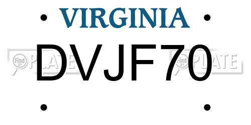 DVJF70 Virginia License Plate