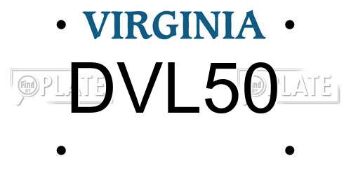 DVL50 Virginia License Plate