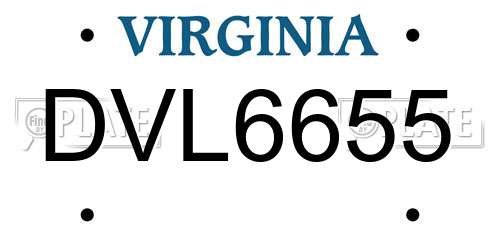 DVL6655 Virginia License Plate