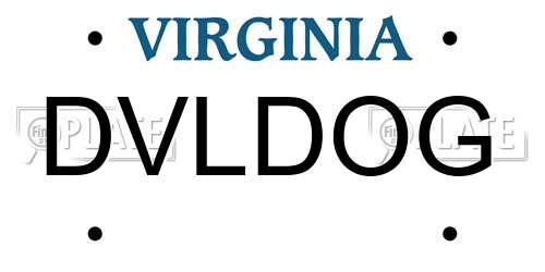 DVLDOG Virginia License Plate