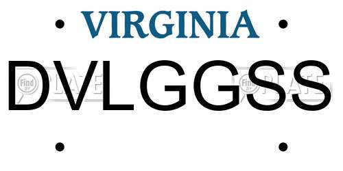 DVLGGSS Virginia License Plate
