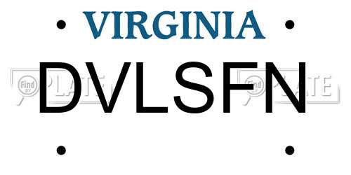 DVLSFN Virginia License Plate
