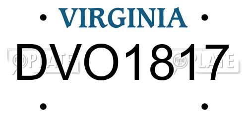DVO1817 Virginia License Plate