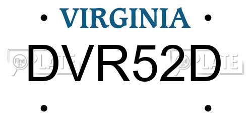 DVR52D Virginia License Plate