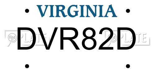 DVR82D Virginia License Plate