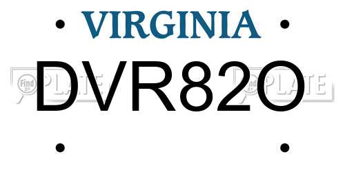 DVR82O Virginia License Plate