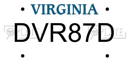 DVR87D Virginia License Plate