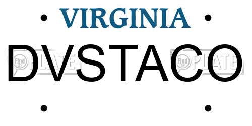 DVSTACO Virginia License Plate