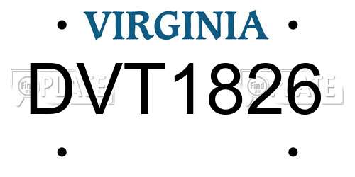 DVT1826 Virginia License Plate