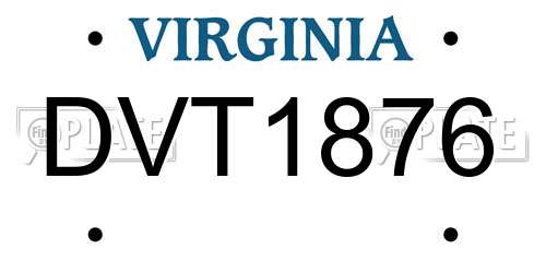 DVT1876 Virginia License Plate