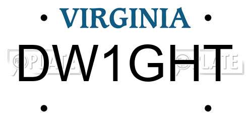 DW1GHT Virginia License Plate