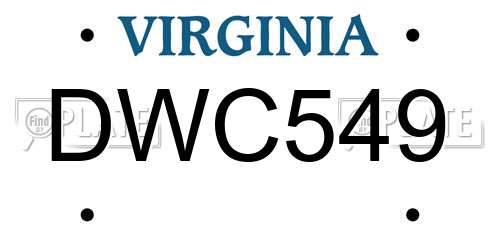 DWC549 Virginia License Plate