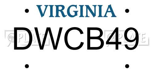 DWCB49 Virginia License Plate