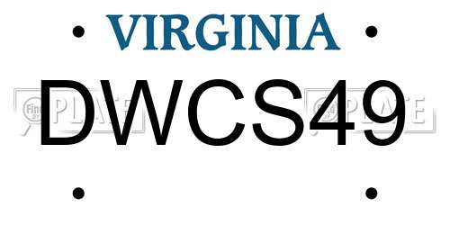 DWCS49 Virginia License Plate