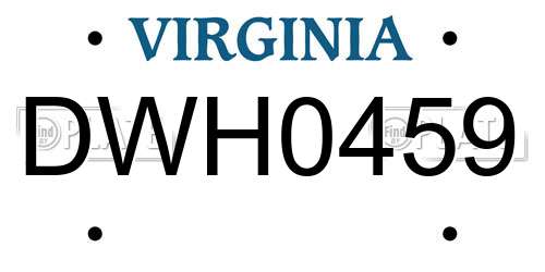 DWH0459 Virginia License Plate