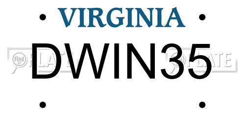 DWIN35 Virginia License Plate