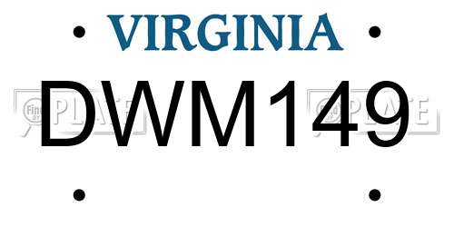 DWM149 Virginia License Plate