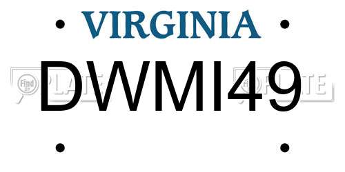 DWMI49 Virginia License Plate