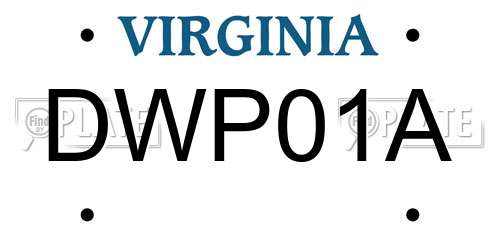 DWP01A Virginia License Plate