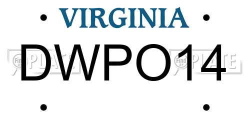 DWPO14 Virginia License Plate