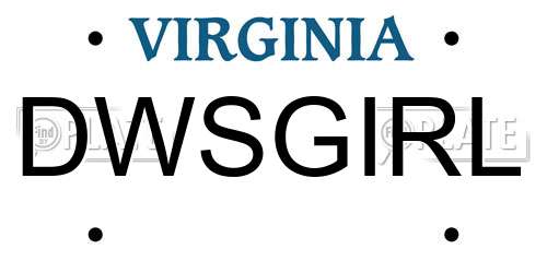 DWSGIRL Virginia License Plate