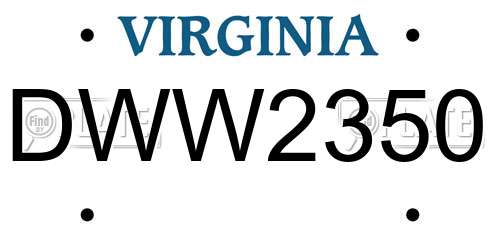 DWW2350 Virginia License Plate