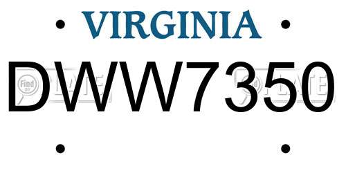 DWW7350 Virginia License Plate