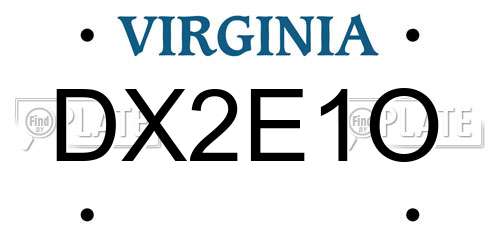 DX2E1O Virginia License Plate