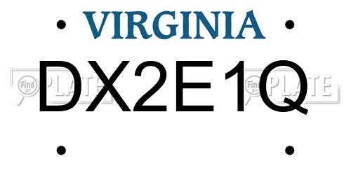 DX2E1Q Virginia License Plate