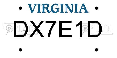 DX7E1D Virginia License Plate