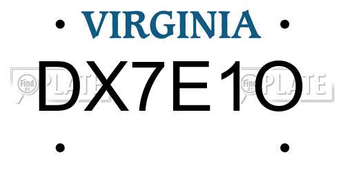 DX7E1O Virginia License Plate