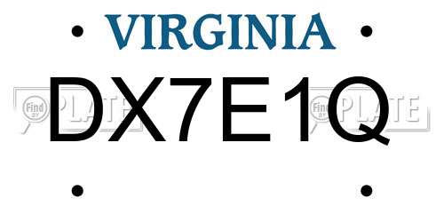 DX7E1Q Virginia License Plate