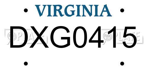 DXG0415 Virginia License Plate