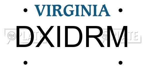 DXIDRM Virginia License Plate