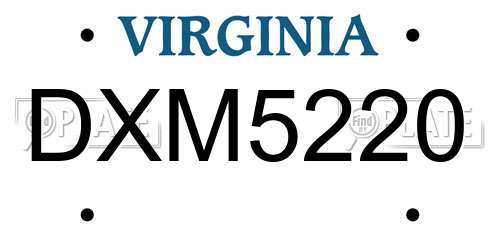 DXM5220 Virginia License Plate