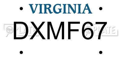 DXMF67 Virginia License Plate