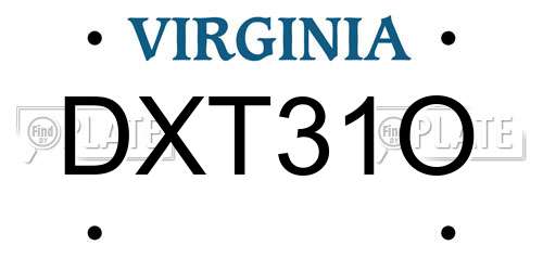 DXT31O Virginia License Plate